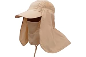G-LIKE Herren Damen Sonnenschutz Kappe - Unisex Outdoor Sonnenhut Sommer UV-Schutz Safari Hut Anglerhut Gartenhut Fischerhut Baseballkappe Basecap mit Gesichtsschutz Nackenschutz Faltbar Abnehmbar