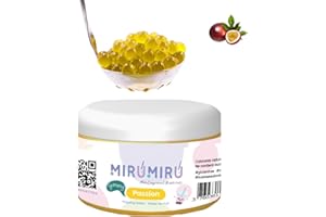 MiruMiru - POPPING BOBA ORIGINALE per Bubble Tea - Molti sapori - 140 g - senza coloranti artificiali, meno zucchero, 100% VEGETALIANO e SENZA GLUTINE (frutto della passione)