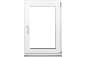 Komforta Kunststofffenster - Kellerfenster Weiß Argon Isoglas BxH: 550 x 750 mm Garagenfenster/Gartenhaus Fenster BxH: 55 x 75 cm 2-fach Verglast Din Rechts Funktion Dreh Kipp Fenster