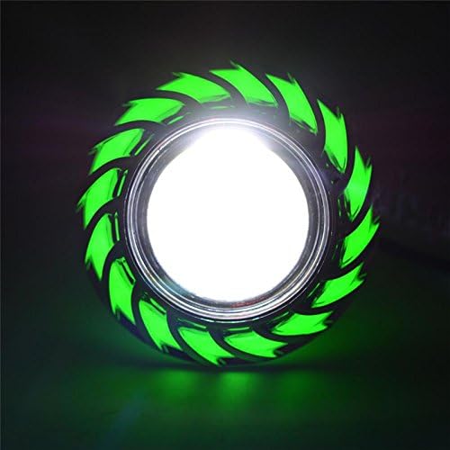 LyaAC CREE Angel Eyes Devil Eyes Hi/Low Beam LED Projector Headlight for Car Motorcycle EMY-01 (Green Halo)