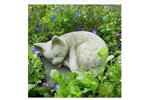 BURGESS HOME & GARDEN Sleeping Cat Statue | Reconstituted Stone Kitty Animal Concrete Outdoor Kitten Kitty Garden Ornament