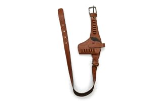 Leather Gun Belt Holster with Bullet Pockets, Brown, 30 Caliber | 30Caliber, Pistol, Firearm, Holster, Gun Holster, Caliber, Pistol Holster Velcro System, Bullet Pockets, Adjustable Belt Fit