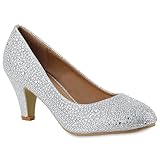 schuhe pumps tasche  Klassische Damen Pumps Strass Glitzer Party Metallic Stilettos Absatz Abend Lack Schuhe 109197 Silber 41 Flandell