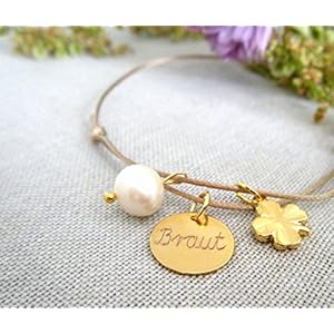 graviertes Armband KLEE&PERLE *Braut WUNSCHGRAVUR & WUNSCHFARBE