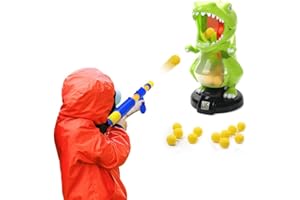 EagleStone Dinosaurier-Schießspielzeug für Jungen und Mädchen, Zielschießspiele, Pumppistole und LCD-Ergebnisaufzeichnung, Ton, 24 Schaumstoffbälle, elektronische Zielscheibe, Geschenk für Kleinkinder