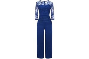 Susenstone Femme ÉTé Jumpsuit En Dentelle Bodysuit Combishort Manches Longues Romper Casual Pantalon Combinaison Chic Pour SoiréE Cocktail