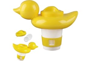 ZoneYan Pool Dosierschwimmer, Chemikalienspender für Chlor, Schwimmender Spender mit Cartoon Ente, Pool Tabletten Schwimmer, Schwimmer mit Einstellbare Chemikalien Spender(bis zu Ø 6 cm)