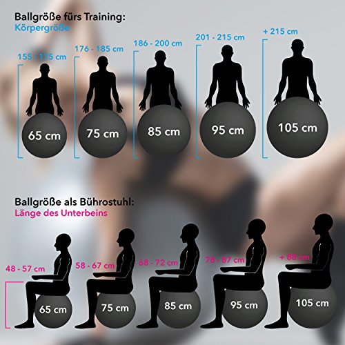 Gymnastikball inkl. Pumpe 55 cm – 105 cm Sitzball – Fitnessball - 4