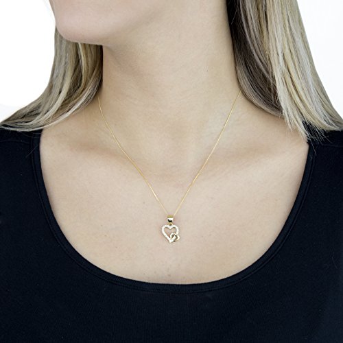 Carissima-Gold-Kette-Mit-Anhnger-9k-375-Gelbgold-Zirkonia-Doppeltes-Herz-46cm