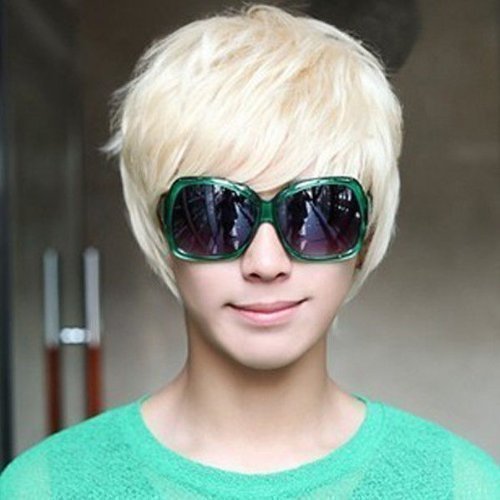 Hot New Popular High Quality Fashion Platinum Synthetic Short Blonde Man Wigs