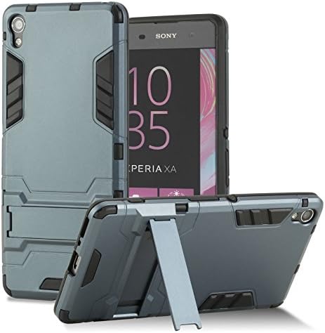 Centopi Sony Xperia XA Case | Tough Hybrid Armour Cover with Kickstand – Steel Blue / Black