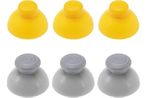 EMSea 6 piezas de tapas de joysticks analógicos de repuesto compatibles con Nintendo GameCube, cubiertas de palo analógico, accesorios ABS, amarillo y gris