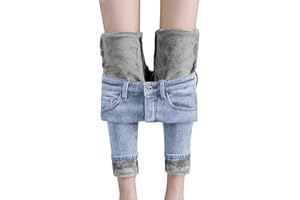 Yesgirl Femme Pantalons Hiver Chaud Thermique Pantalon Jeans Polaire Pant Haute Skinny Stretch Legging Grande Taille Décontractés Pantalon