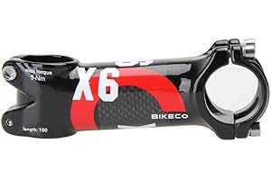 Bikeco Potence de vélo en fibre de carbone 3K brillant ultra léger pour guidon de VTT/vélo de route, 31,8 x 80/90/100/110 mm