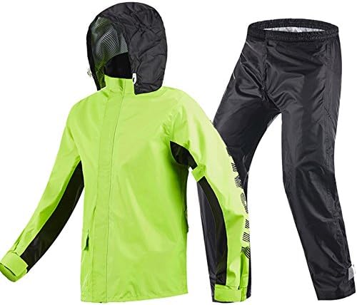 XRXY Adult Thicken Split Type Raincoat/Riding Raincoat Rain Pants Suit/Adult Motorcycle Waterproof Raincoat/Slim Outdoor Hiking Raincoat (3 Colors Available) (Color : B-Green, Size : XXL)