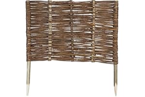 Mcsammler Weide Beeteinfassung in 16 Größen Weidenzaun Rasenkante Beetbegrenzung Steckzaun imprägniert mit Buchepflöcken für leichtes Einsetzen Palisade Länge: 60 cm Höhe: 40 cm