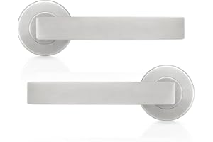 Probrico 4 Pack Door Handles On Rose,Liberty Style Door Levers with Brushed Nickel Finish,Square T-Bar Internal Door Handles for Hollway and Storage Room,No Latch Included