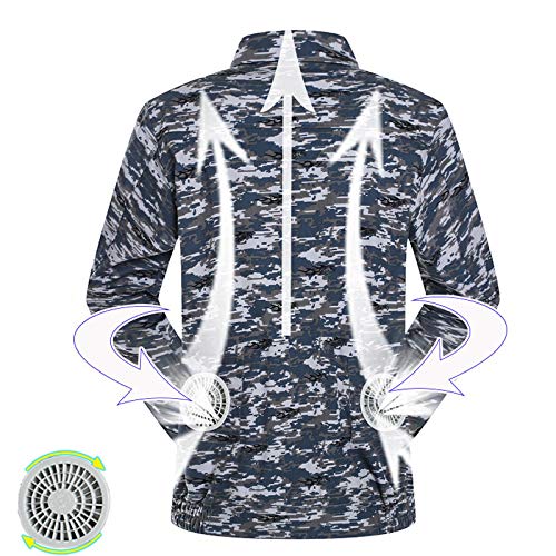 APENCHREN Ventilateur Veste/Vêtements de climatisation, vêtements de Travail avec - pour travaux extérieurs à Hautes températures Pêche Estivale Voyages Camping et vélo,Camouflage-L