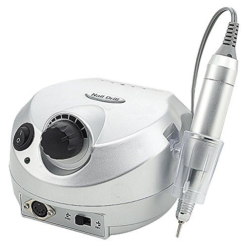 Crisnails® Torno de Manicura Profesional de 30.000 RPM con 6 fresas Peluquería MultiColores Nail Polisher (Plateado)