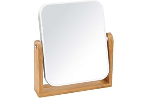 CLSEVXY Vanity Makeup Mirror with Stand, Double Sided 360 Degree Swivel Magnifying Mirror, Tabletop Magnified Make up Mirrors for Bathroom or Bedroom 8 Inch