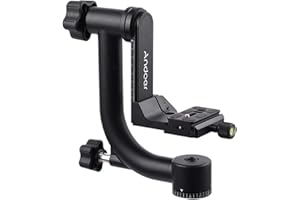 Andoer Cabezal de trípode de cardán Resistente con Placa de liberación rápida Arca Swiss, trípode de aleación de Aluminio, Cabezal de cardán DSLR máx. Carga 30 libras/13,6 kg