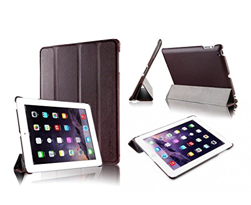 Invision® iPad 2 iPad 3 und iPad 4 Intelligente Hülle - Tolles Design - Magnetische Aufweck/Schlaf-Funktion - Hochwertiges PU-Leder (iPad 2 3 4 / Braun)