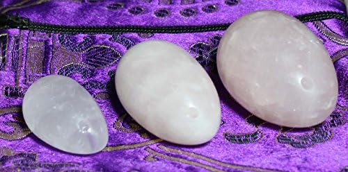 Yoni egg X3 - Certified - Rose Quartz - InnoCristaux © - Beginner Special - Hand Made with Love - Pierced - Jade egg semiprecious stone for the rehabilitation of the perineum - Yoga - Tantra - Taoism