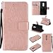 Produktbild Lonchee ZTE Axon 7 Leder Wallet Tasche Brieftasche Schutzhülle , Sonnenblumen geprägten Muster Design Hochwertige PU Leder Folio Tasche Case Hülle im Bookstyle mit Standfunktion Kredit Kartenfächer (Rose Gold)