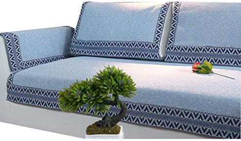 DFamily Solid color Sofa covers Linen Sofa cover slipcover Multi-size anti-slip resistant stain resistant Furniture protector-Blue 70x150cm(28x59inch)(1 piece)