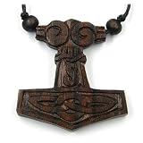 Thor Hammer Schmuck Holz, Kettenanhänger Thors Hammer Länge: 4cm inkl. Band
