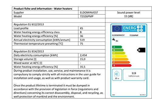 Eldom Warmwasserspeicher/Boiler 15L Untertisch druckfest - 3