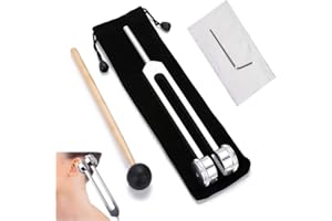 SKIKHN 128 Hz Stimmgabels Aluminiumlegierung,Medizinische Stimmgabel mit Einem Silikonhammer, Einem Reparaturwerkzeug und Einems Reinigungstuch Samtbeutel,für Klangtherapie Heilung,Stimmgabel Therapie