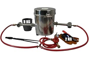 LSMIITTH 8KG Propangas-Schmelzofen-Set Dual Brennern, mit 8KG Graphit-Tiegel, 113ml Barrenform, Zange und Handschuhe, Brennofen für Schmelzendes Metall Kupfer, Messing und Aluminium