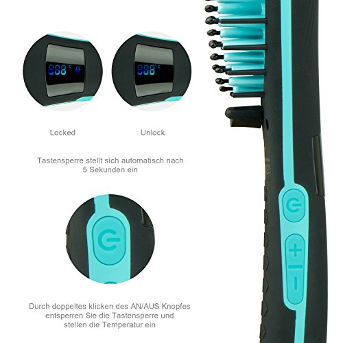 Apalus® Ionen Glättungsbürste, Glätteisen Bürste Zum Glätten Von Locken, Feuchtigkeitsspendende Ionen Stylingbürste Zum Glätten Von Langen Haaren Und Kurzen Haaren (Schwarz) - 4