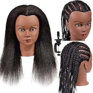 Hair Mannequin Head with 100% Real Hair Doll Head for Hair Styling Salon Training Head with Stand Cosmetology Mannequin Manikin Head Hairdresser Practice Head for Stylists Students Kids Beauty Schools