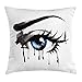 Produktbild Trsdshorts Eye Throw Pillow Cushion Cover, Dramatic Artwork of a Woman Eye with Dripping Paint Curvy Eyebrow and Long Lashes, Decorative Square Accent Pillow Case, 18 X 18 inches, Black Grey Blue