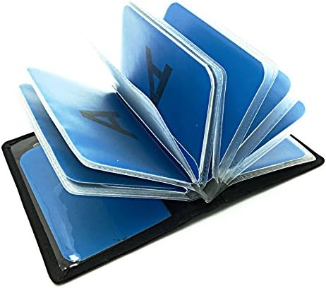 rfid safe Leather Credit Card Case Holder black In 7 Colours Removable Plastic Sleeves