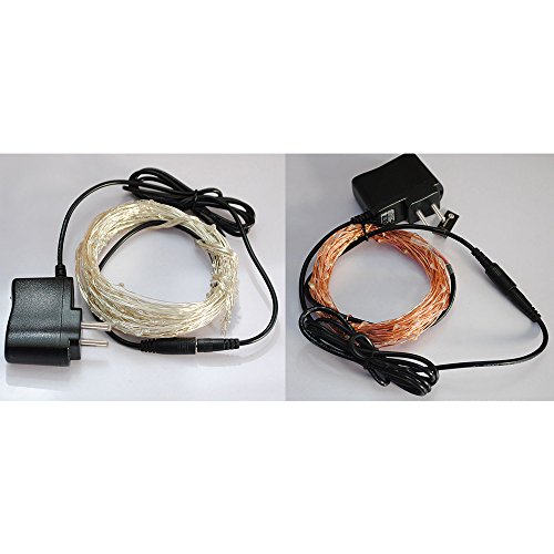 Eastlion Bunte Ferien 10 Meter Silber Draht Dekorieren Schnur Licht mit DC Power für Chrismas, Halloween, Silvester, Hochzeit Hintergrund Layout, Hotels, Restaurants, Bürogebäude, Wohnhaus, Schaufenster, Clubs, Konzerte, Warmweiß - 7