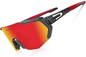 Queshark Lunettes de Sport Polarisées pour Hommes Femmes Avec 3 ou 5 Lentilles pour le Cyclisme, la Pêche, le Golf, la Conduite