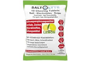 ‎SALTOLYTE SALTOLYTE 10 Chewing Tablets Lemon im Sachet, Salz- und Elektrolyt-Kautabletten mit Natrium, Magnesium, Kalium, Calcium - Zitronengeschmack