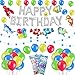 Produktbild 53 Stück Meerestier Geburtstag Deko Set für Kinder, Alles Gute Zum Geburtstag Banner & Girlande, Bunt Luftballons mit Fische Sticker , Unter dem meer Party Dekoration für 1ter 2 3 4 - 8 Jahre Jungen