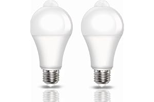 E27 LED-lampa med PIR-rörelsesensor, 9W (ersätter 60W lågenergilampa), 120 grader, 800LM, kallvit 6500K, ej dimbar, E27-lampa med rörelsesensor för trappor, hall, garage, 2 stycken