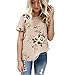 Produktbild Piebo Damen Sommer Casual Blumendruck T-Shirt Kurzarm Tops Chiffon Bluse (L, Khaki)