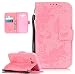 Produktbild Roreikes Samsung Galaxy J5 (2015) J500F Hülle, Galaxy J5 (2015) J500F Case, Muster PU Leder Handyhülle Flip Wallet Cover Blume Schmetterling Pattern Hülle Bookstyle Tasche mit Strap Portable Carrying Schutz Cases Etui Lederhülle Handytasche mit Magnetic Closure Stand ID Card Slots Pouch Soft Silikon für Samsung Galaxy J5 (2015) J500F (Rosa)