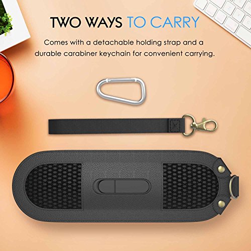 MoKo Beats Pill+ Lautsprecher Schutzbox Schutzhülle, Premium PU Leder Hülle Tragetasche Reisetasche für Beats by Dr. Dre Pill 2 Bluetooth Wireless Lautsprecher, mit Handschlaufe / Karabinerhaken, Schwarz - 5