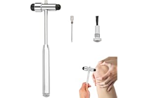 Yuiturt Neurologischer Reflexhammer 18cm mit Eingebautem Pinsel und Nadel, Massagehammer Zinklegierung, Reflexhammer Medizinischer, Neurologischer Reflexdiagnosehammer für Reflextests Schwarz
