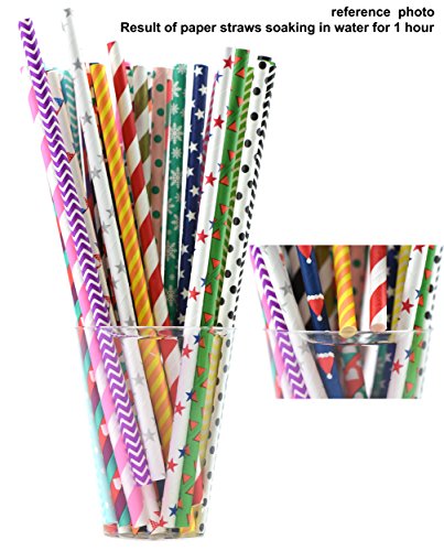 FiveSeasonStuff® 100 Stücke Papierstrohhalme/ Trinkhalme, Partei Liefert Für Hochzeiten, Geburtstage, Baby-Duschen, Taufen, Verlobungen, Graduierung, Jubiläen, Neue Jahre, Feiertage, DIY USW (Weiß | Schwarz Streifen) - 5