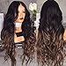 Produktbild Doofang Perücke Frauen Damen Haar Wig Sexy lockig Lang für Karneval Fasching Cosplay Party Kostüm, Ombre Synthetic Hair Wig, Heat Resistant