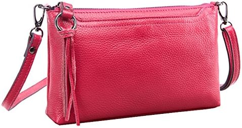 SAIERLONG HAD Women's Retro Rose Red Genuine Leather Small Clutch Shoulder Bag Diagonal Package