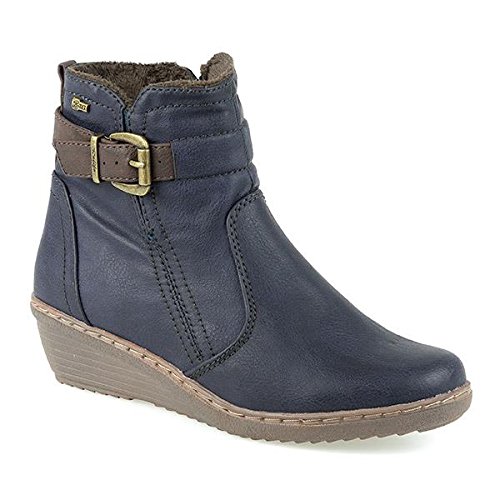 Relife by Pavers Water Resistant Ankle Boot with Wedge Heel 301 702 - Navy Size 6